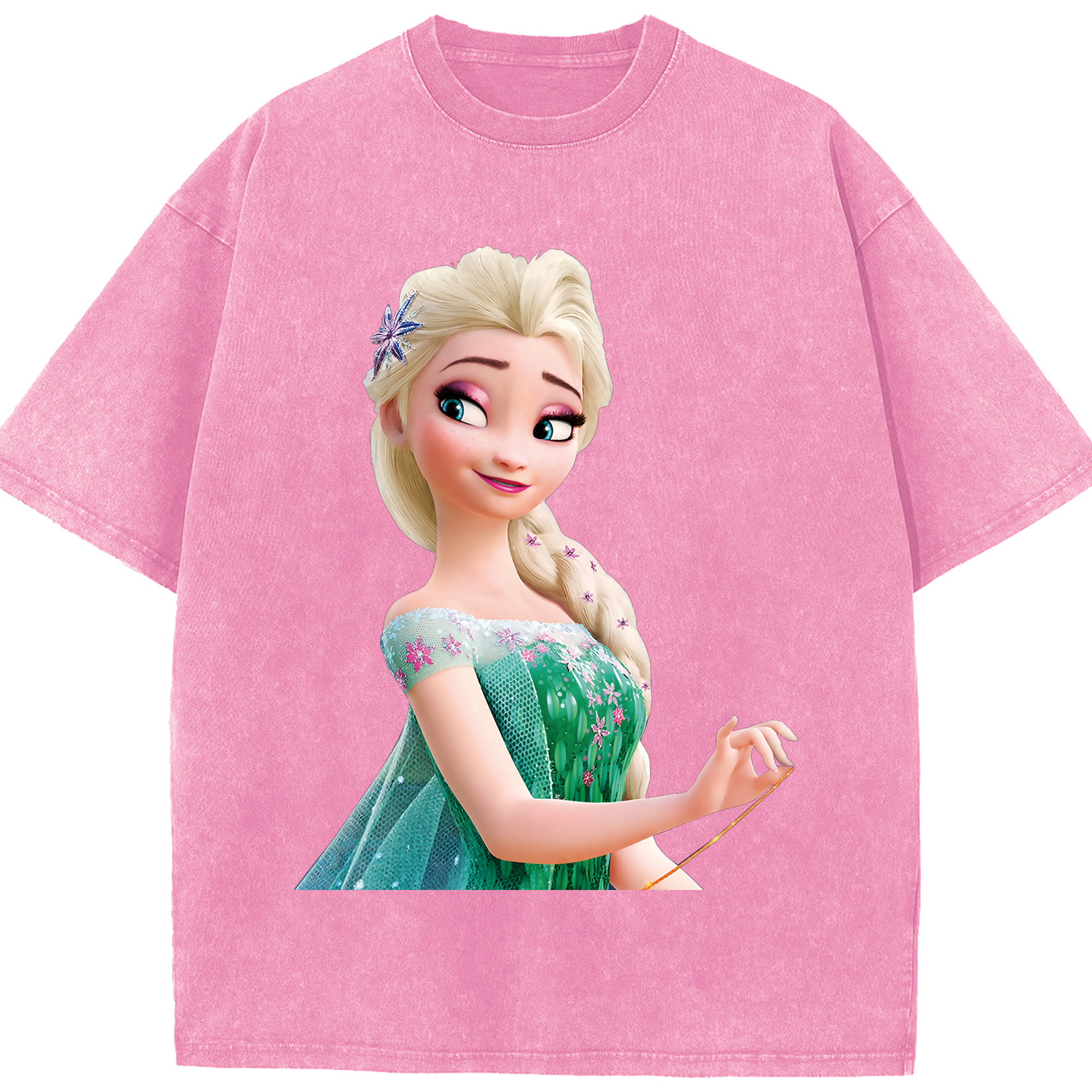 （画像用） アナと雪の女王 アンナ エルサ Frozen Anna Elsa 綿100% ヴィンテージ風 半袖Tシャツ（フロントプリント）